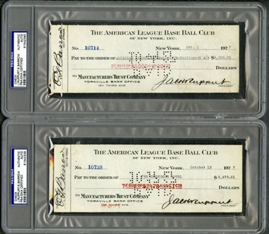 1927 World Series (6) Items Including Series Expense Checks, Statement of Attendance, and Barnard Letter